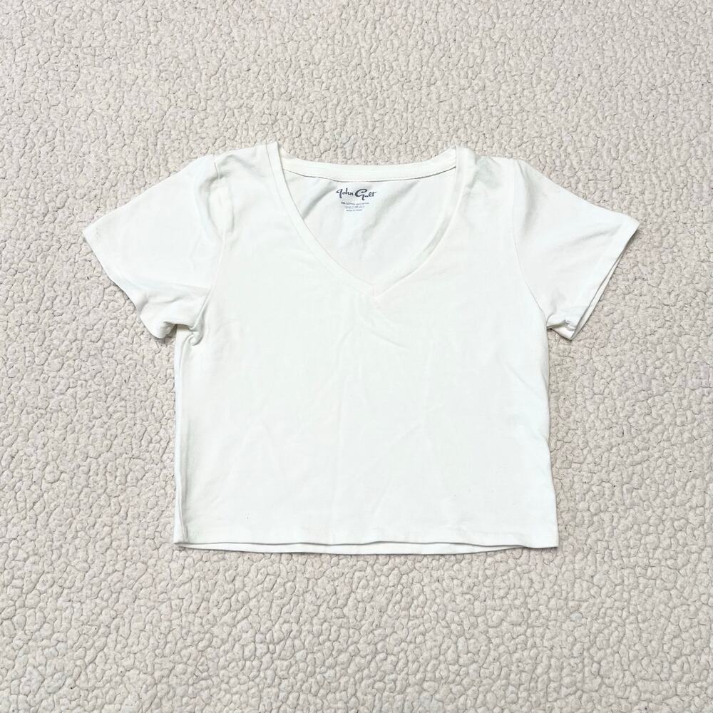 Brandy Melville John Galt White V-Neck T-Shirt NWOT